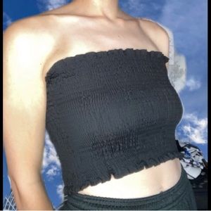Black ruffled tube top